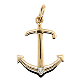 Pendentif Ancre Or jaune et Diamant