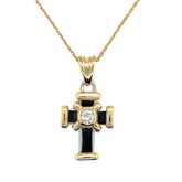 Pendentif Croix Or Jaune et Blanc - Diamant