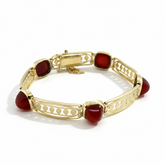 Art déco - Bracelet Or jaune et cabochon Cornaline
