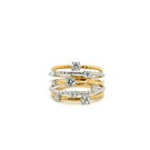 Bague 5 rangs or blanc et jaune - Diamants