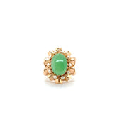 Bague Vintage - Or Rose - Cabochon Jade et perles de culture