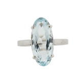 Bague Or Blanc - Aigue Marine