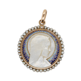 Médaille Ancienne - Or jaune - Vierge Marie - Nacre