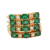 Bague Or jaune - Émeraudes et Diamants