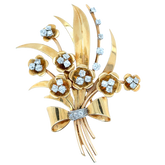 Broche Fleur - Or Jaune et Diamants - Epoque 1940