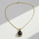 Collier Pendentif Or Jaune - Cabochon Saphir et Diamants