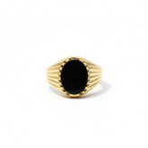 Bague Chevalière - Or Jaune et Onyx