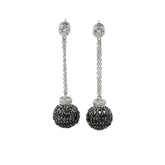 Boucles d’oreilles Pendantes - Or blanc - Diamants Blancs et Noirs