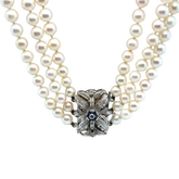 Collier Perles de Culture en dégradé - Fermoir Or Blanc