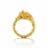 HERMES - Bracelet jonc en or jaune a motif de cheval