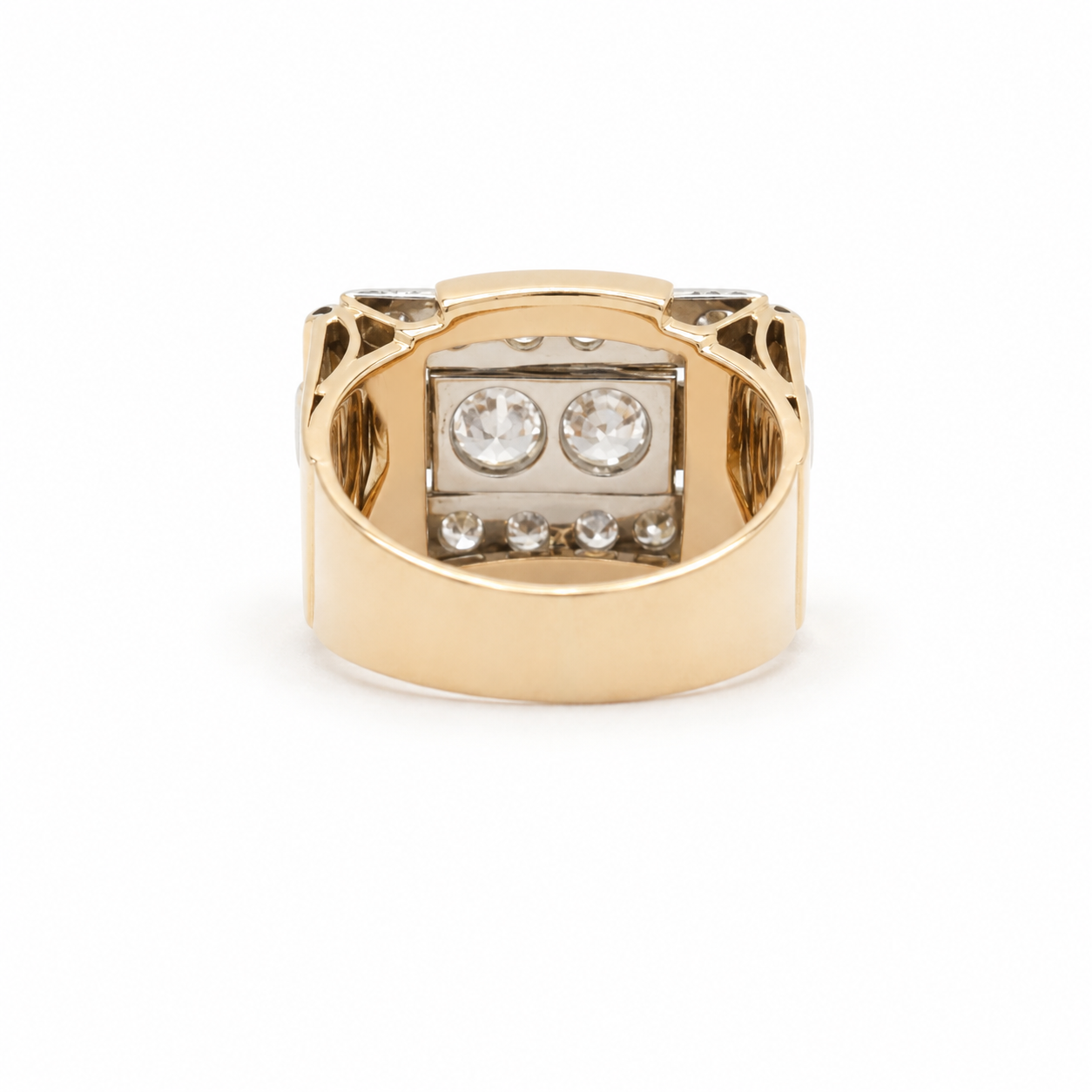 Bague Tank - Or rosé et Diamants