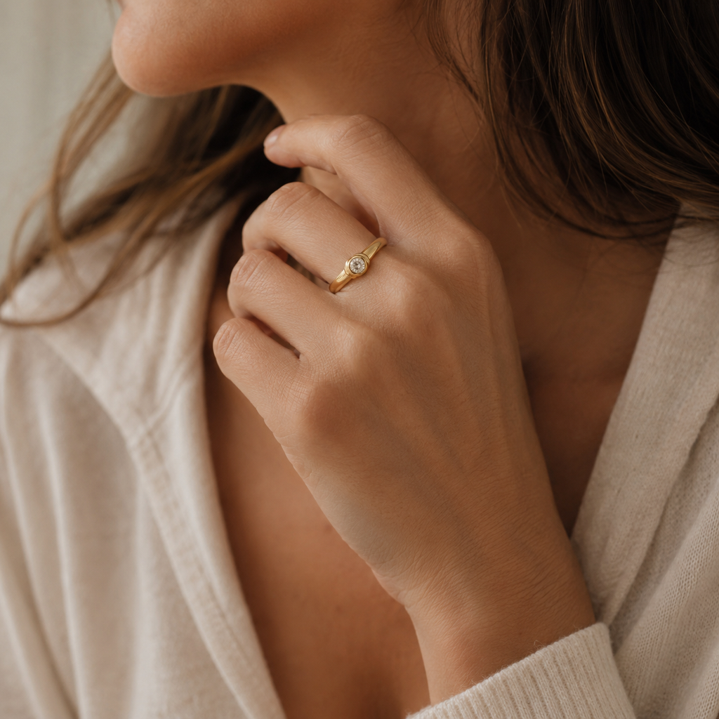 Yellow Gold Solitaire Ring - 0.30 Carat Diamond