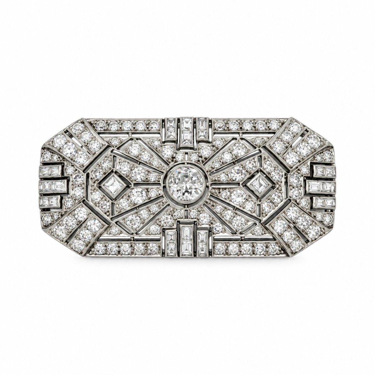 Broche Platine Art déco Diamants 4 carats