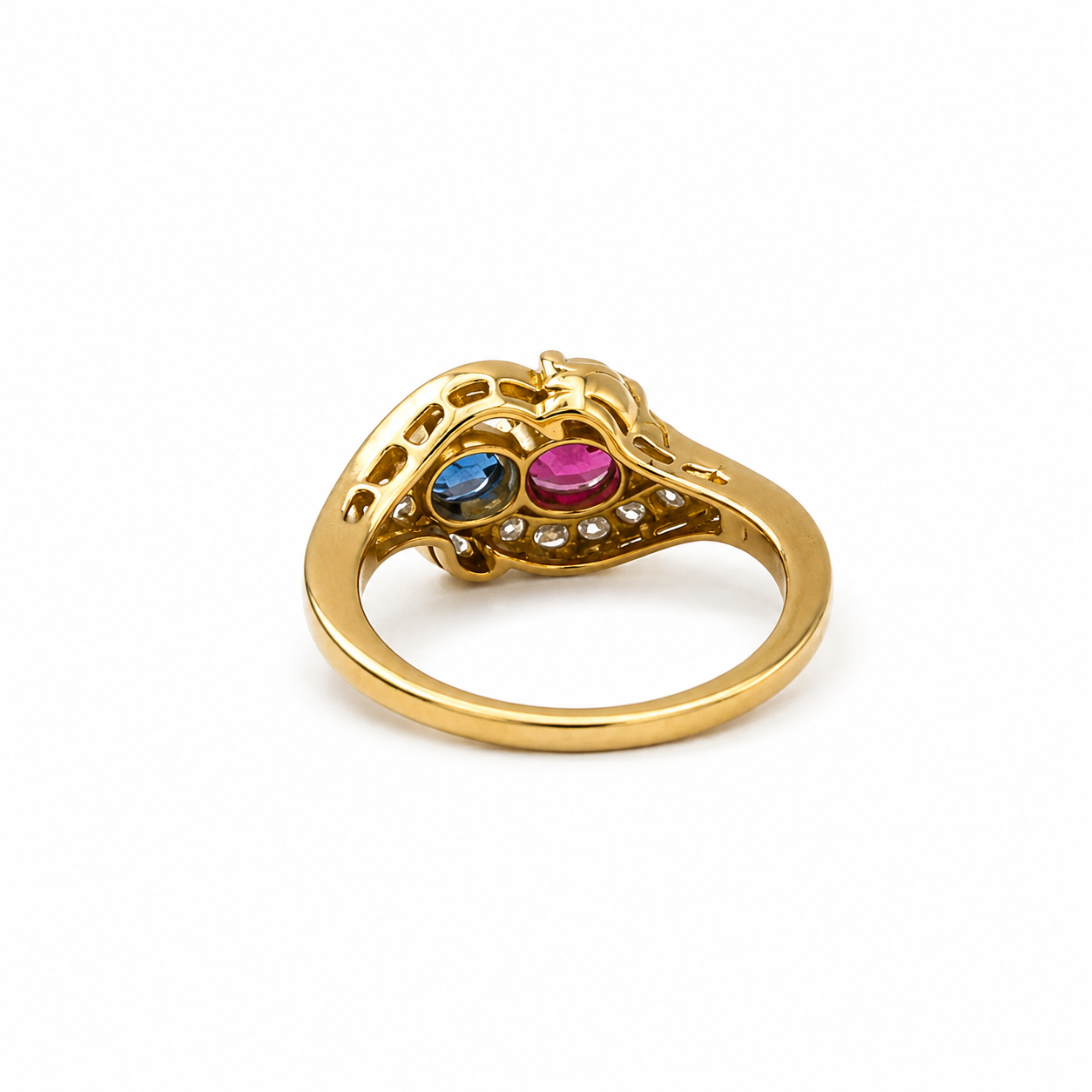 Ring - Yellow Gold - Sapphire, Ruby and Diamonds