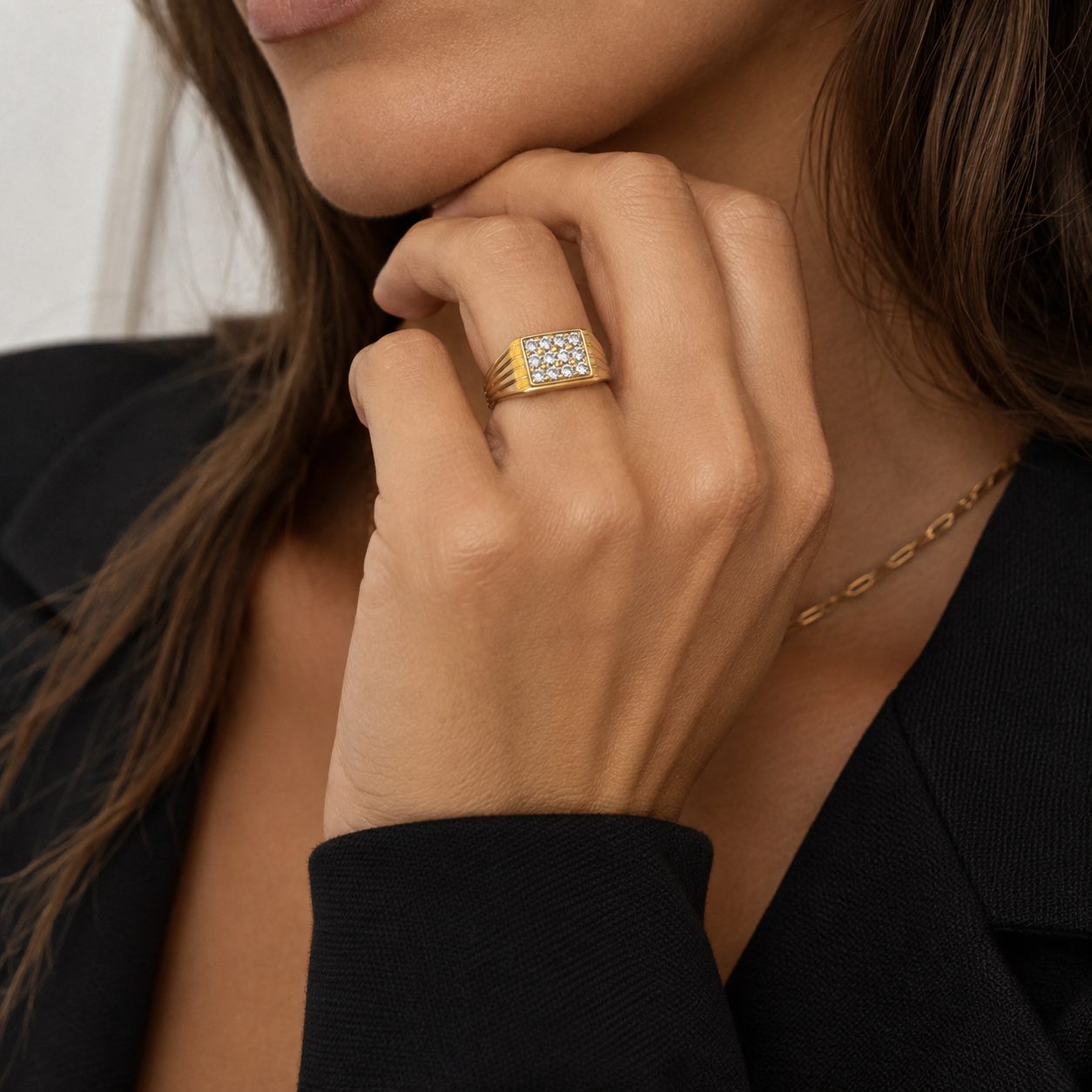 Chevalière - Or jaune et Diamants 0,40 carat