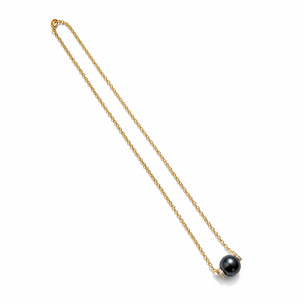 Collier or jaune - Perle de Tahiti et Diamants