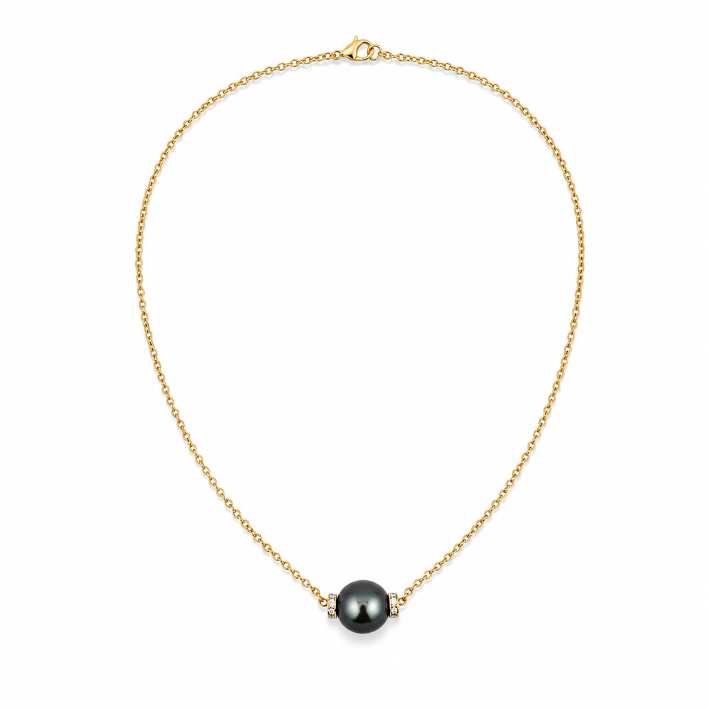 Collier or jaune - Perle de Tahiti et Diamants