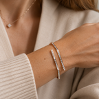 Bracelet Jonc - Or rosé et diamants baguette