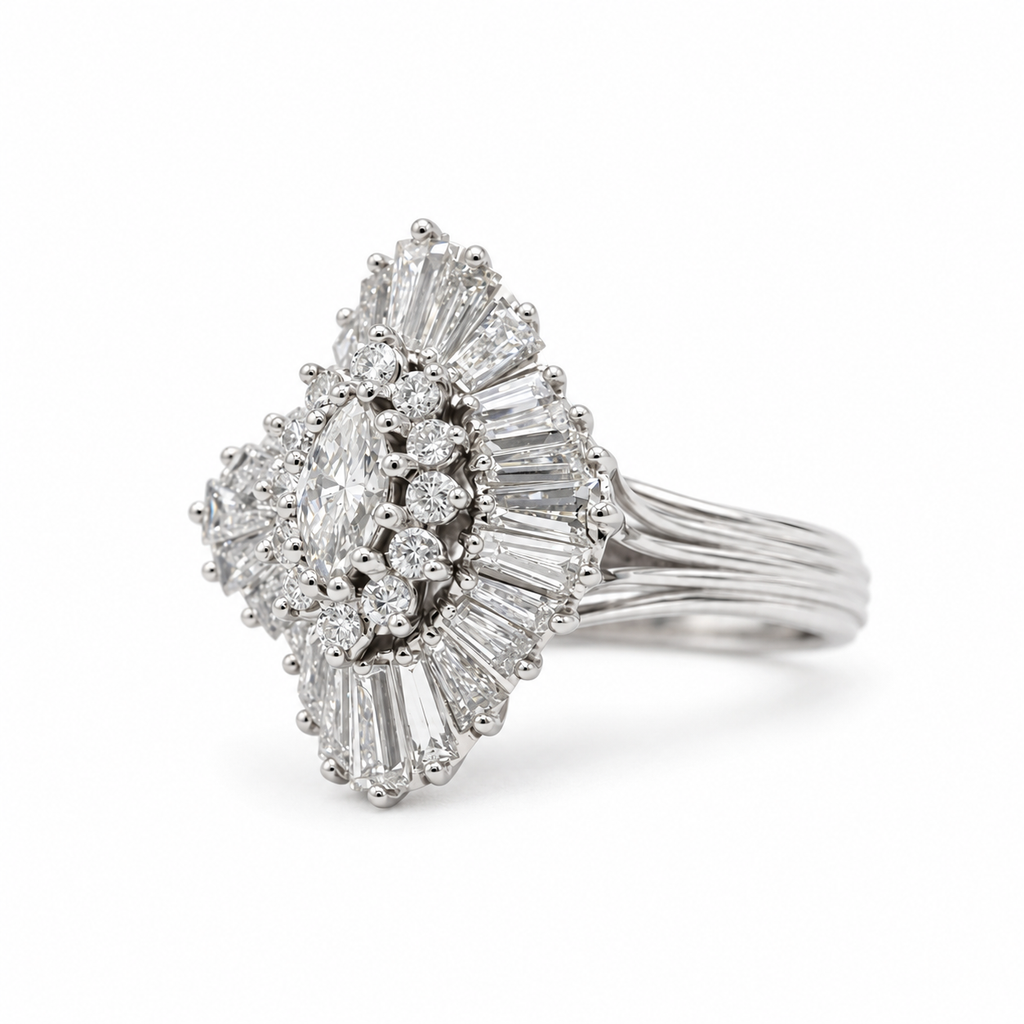 Bague Cocktail Platine et Diamants