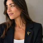 Broche Colibri - Or Jaune - émail