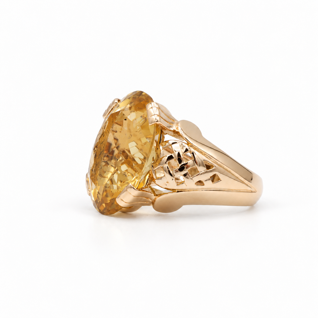 Bague Or rosé - Citrine Ovale