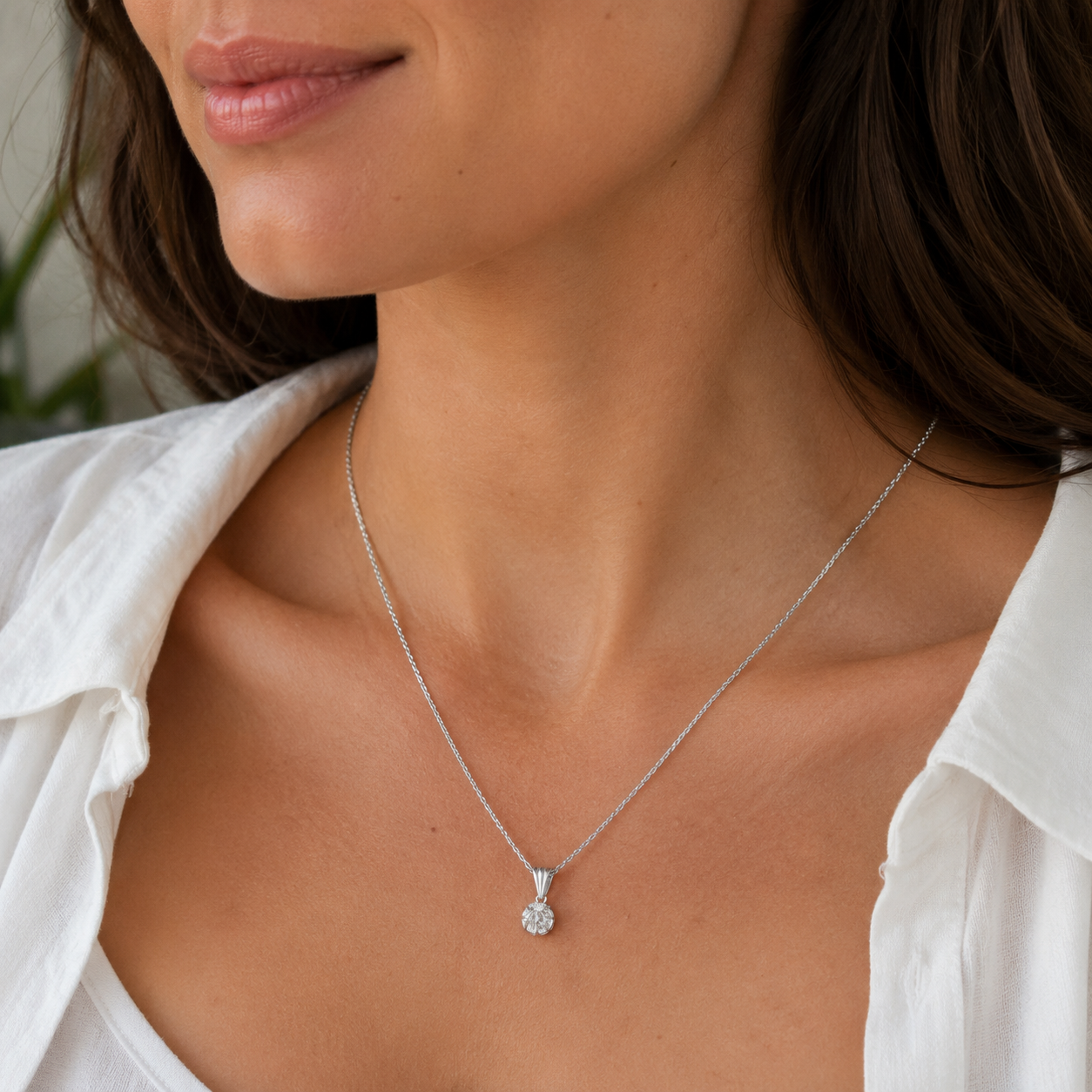 Collier pendentif - Or blanc et Diamant