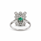 Bague Marguerite - Or blanc Emeraude et Diamants