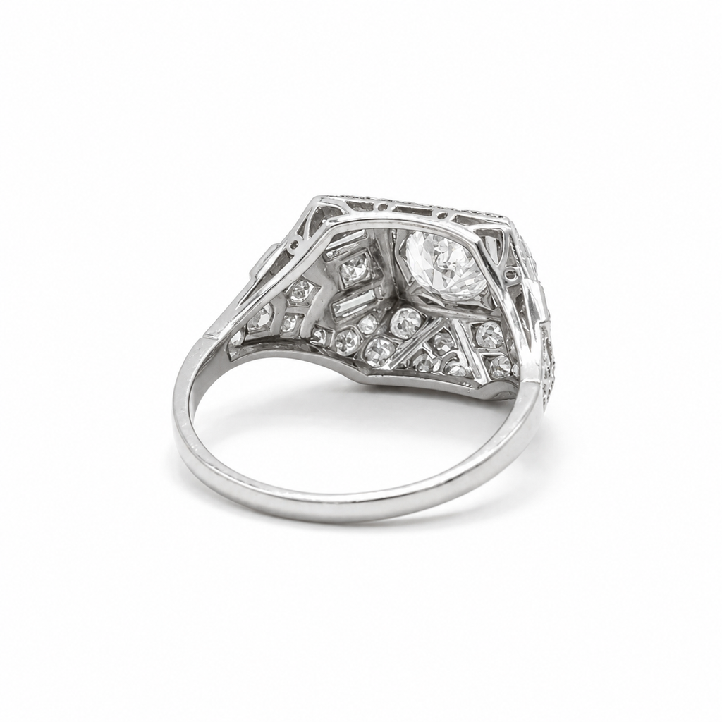 Art déco - Bague Platine - Diamants 1,45 carats