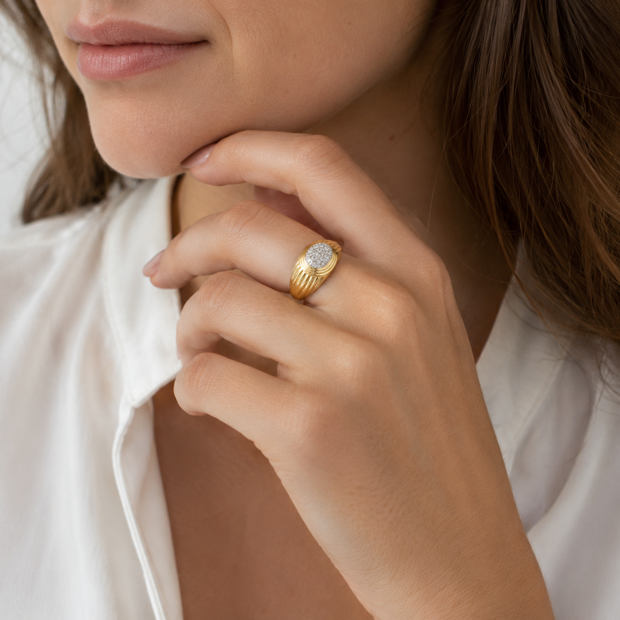 Bague Dôme - Or jaune - Diamants