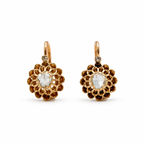 Boucles d’oreilles dormeuses anciennes en or 18 carats et diamants taille rose