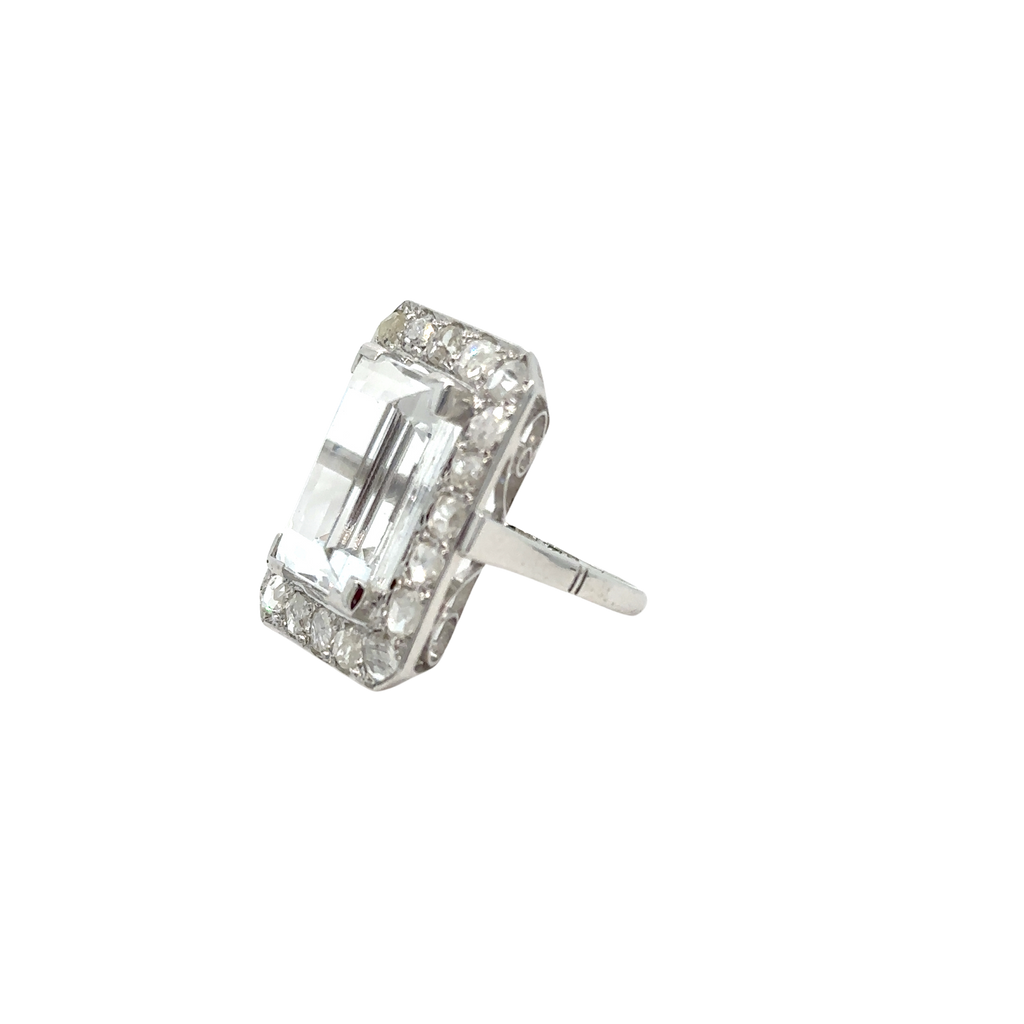 White Gold Ring - Zirconium Oxide and Diamonds