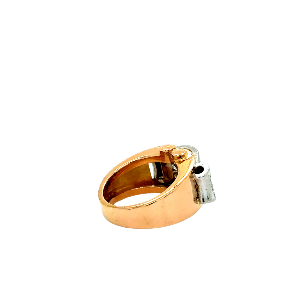 Bague Tank Or rose et Platine - Diamants - 1940