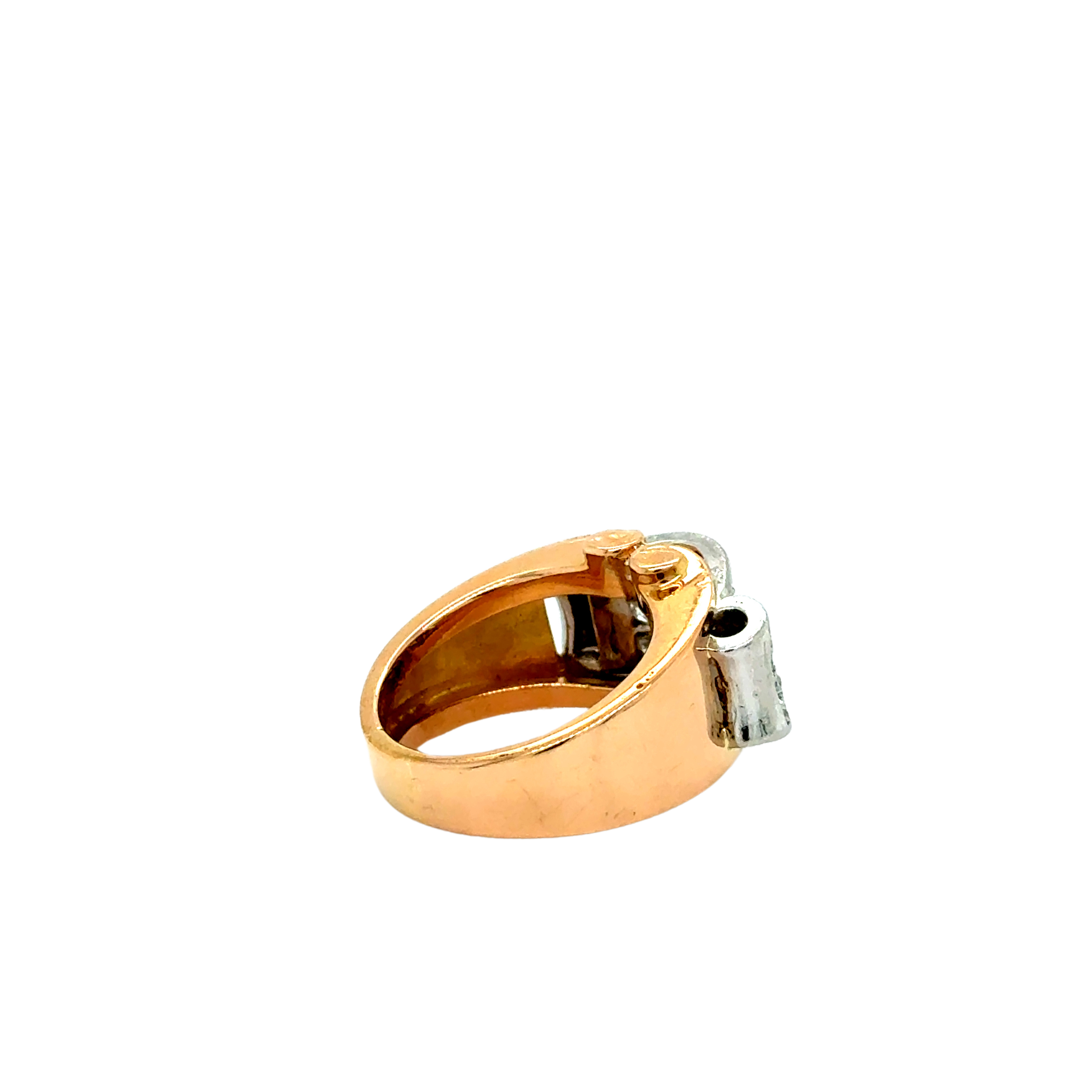 Bague Tank Or rose et Platine - Diamants - 1940