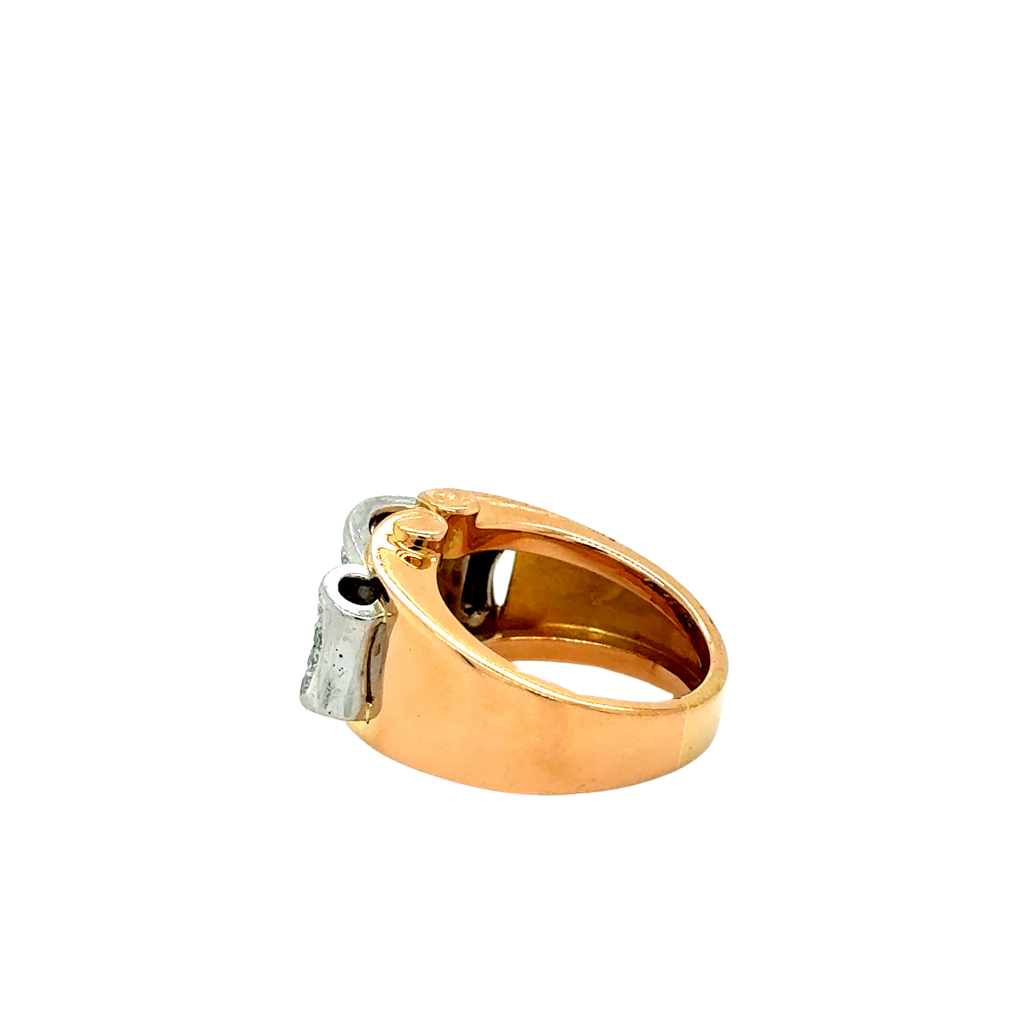 Bague Tank Or rose et Platine - Diamants - 1940