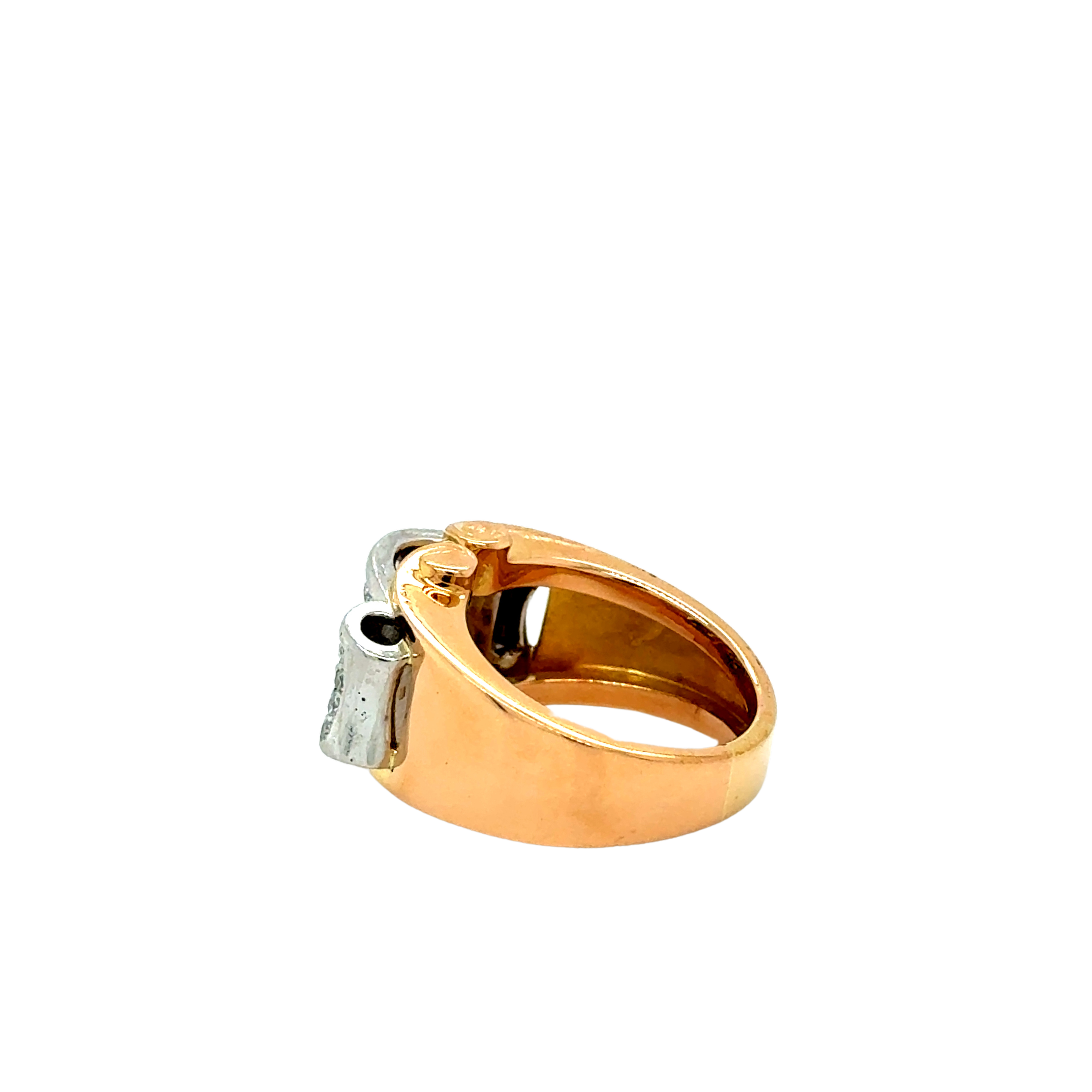 Bague Tank Or rose et Platine - Diamants - 1940