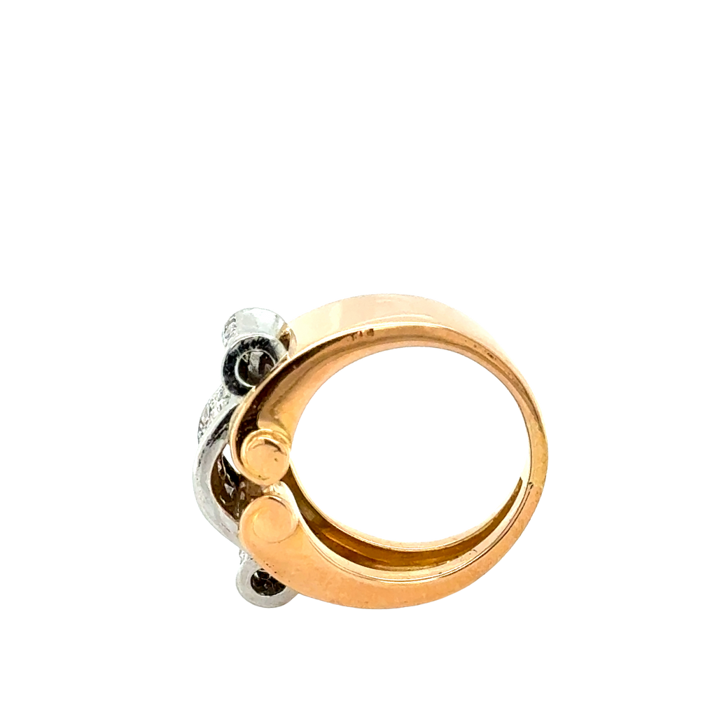 Bague Tank Or rose et Platine - Diamants - 1940