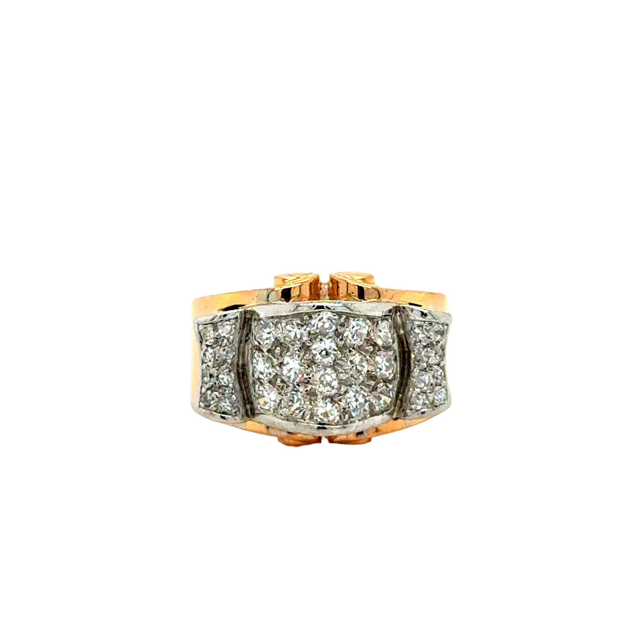 Bague Tank Or rose et Platine - Diamants - 1940