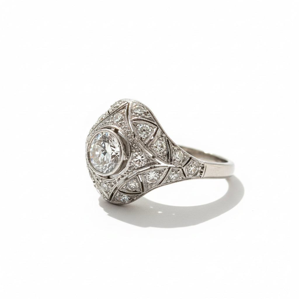 Art Déco - Bague Platine et Diamants