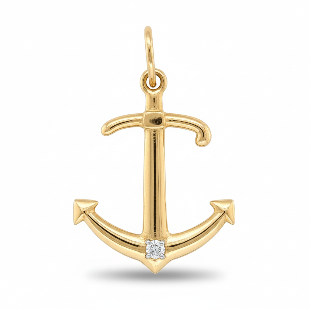 Pendentif Ancre Or jaune et Diamant