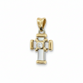 Yellow and White Gold Cross Pendant - Diamond