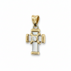 Pendentif Croix Or Jaune et Blanc - Diamant