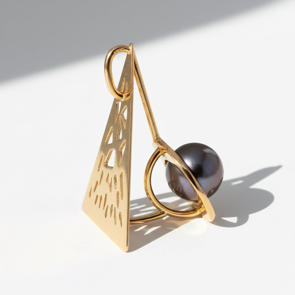 Pendentif géométrique Or Jaune et Perle de Tahiti