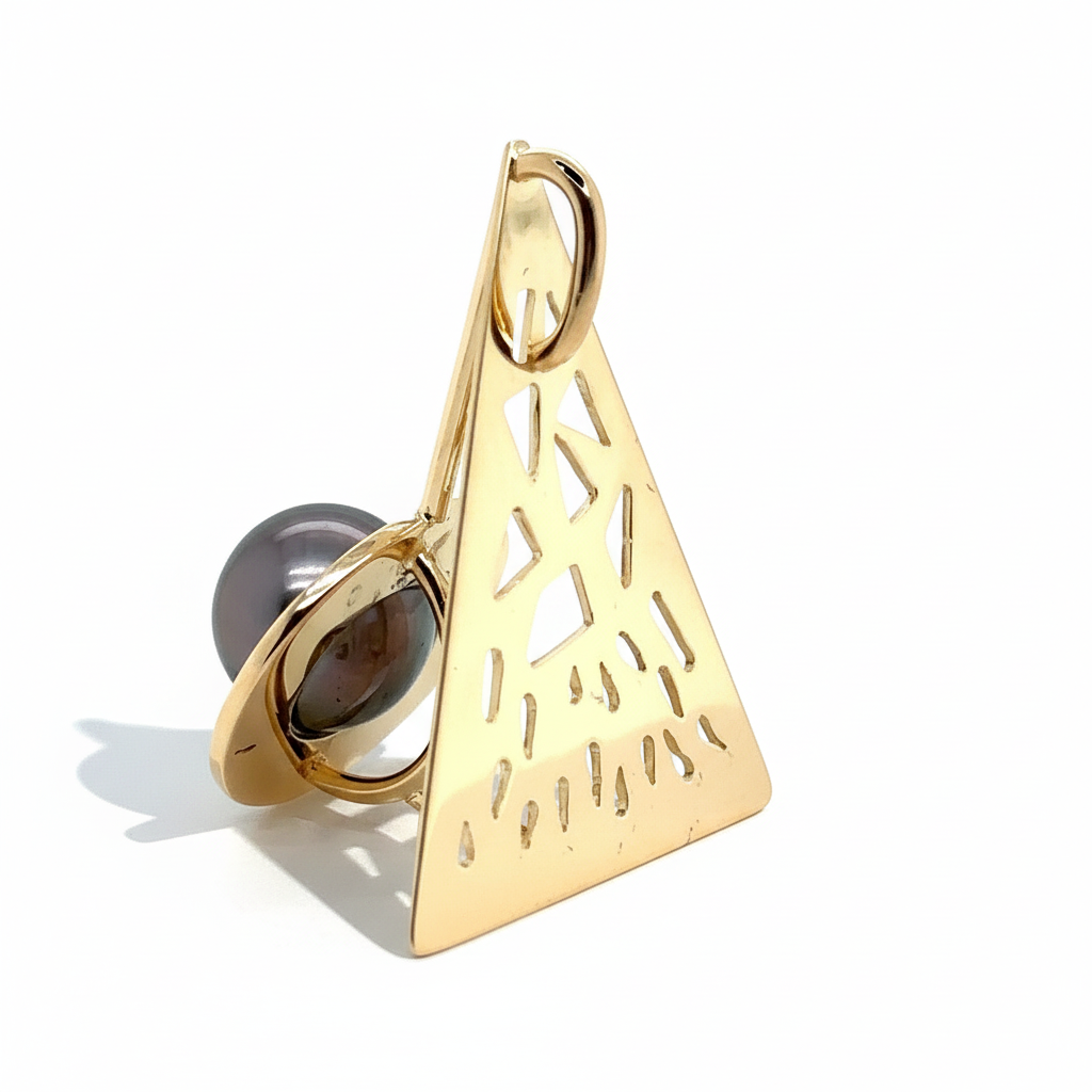 Pendentif géométrique Or Jaune et Perle de Tahiti