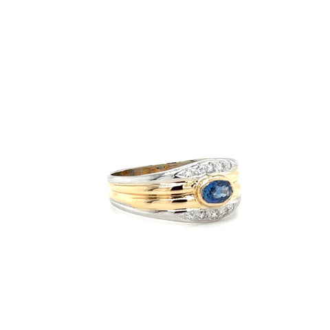 Bague Deux Ors - Saphir et Diamants