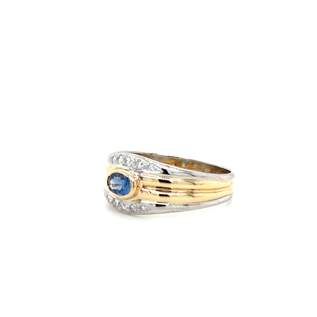 Bague Deux Ors - Saphir et Diamants