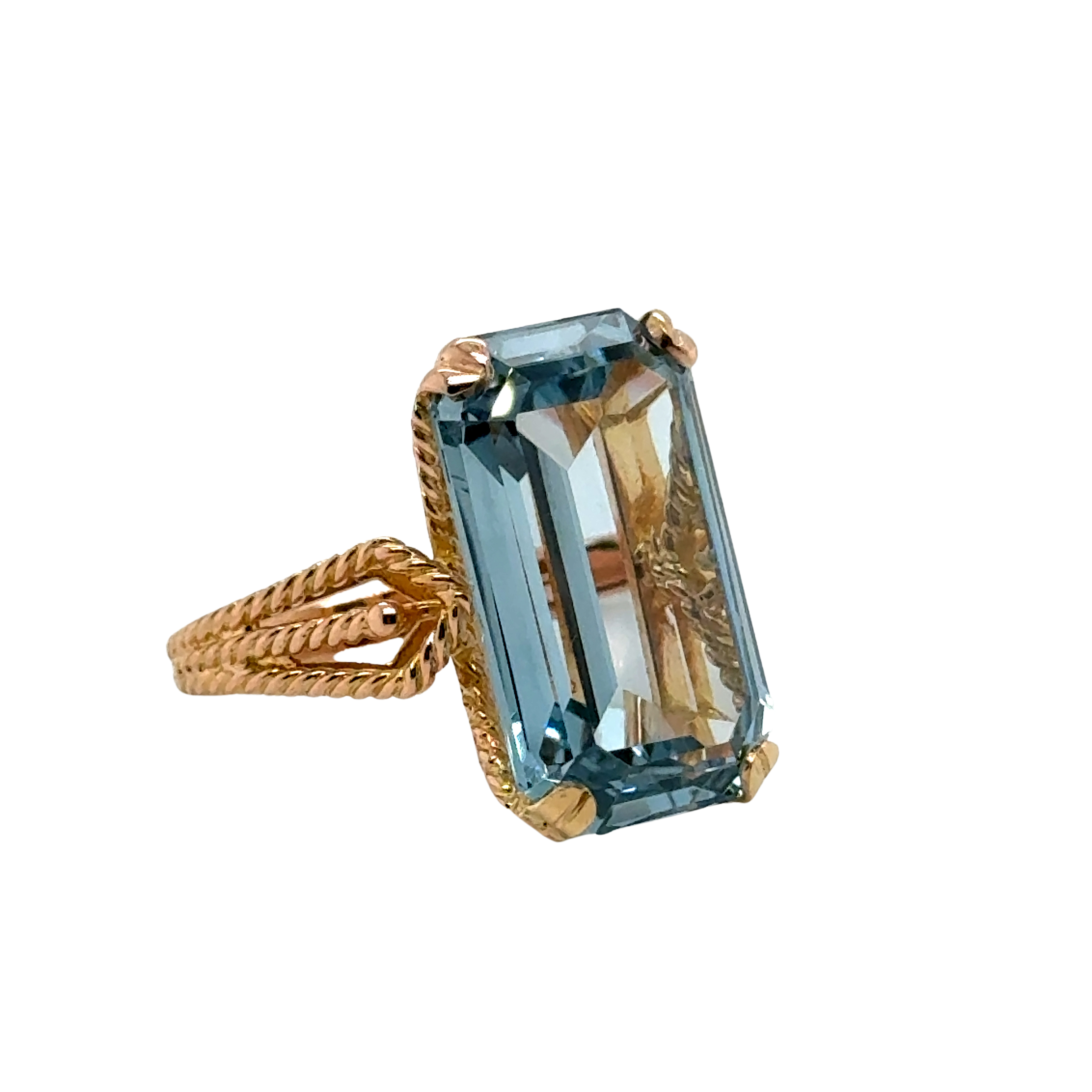 Bague Or jaune et Zyrconium bleu