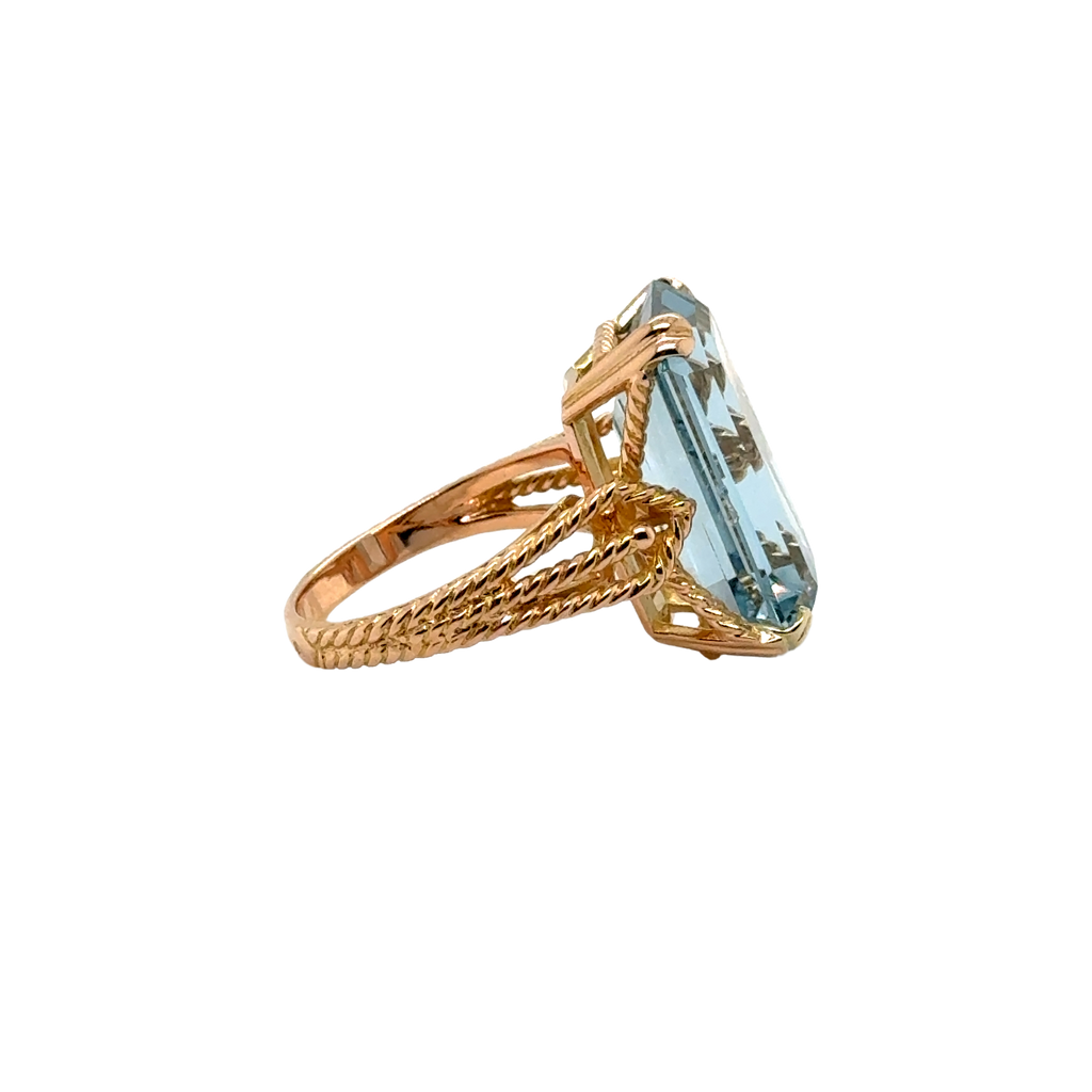 Bague Or jaune et Zyrconium bleu