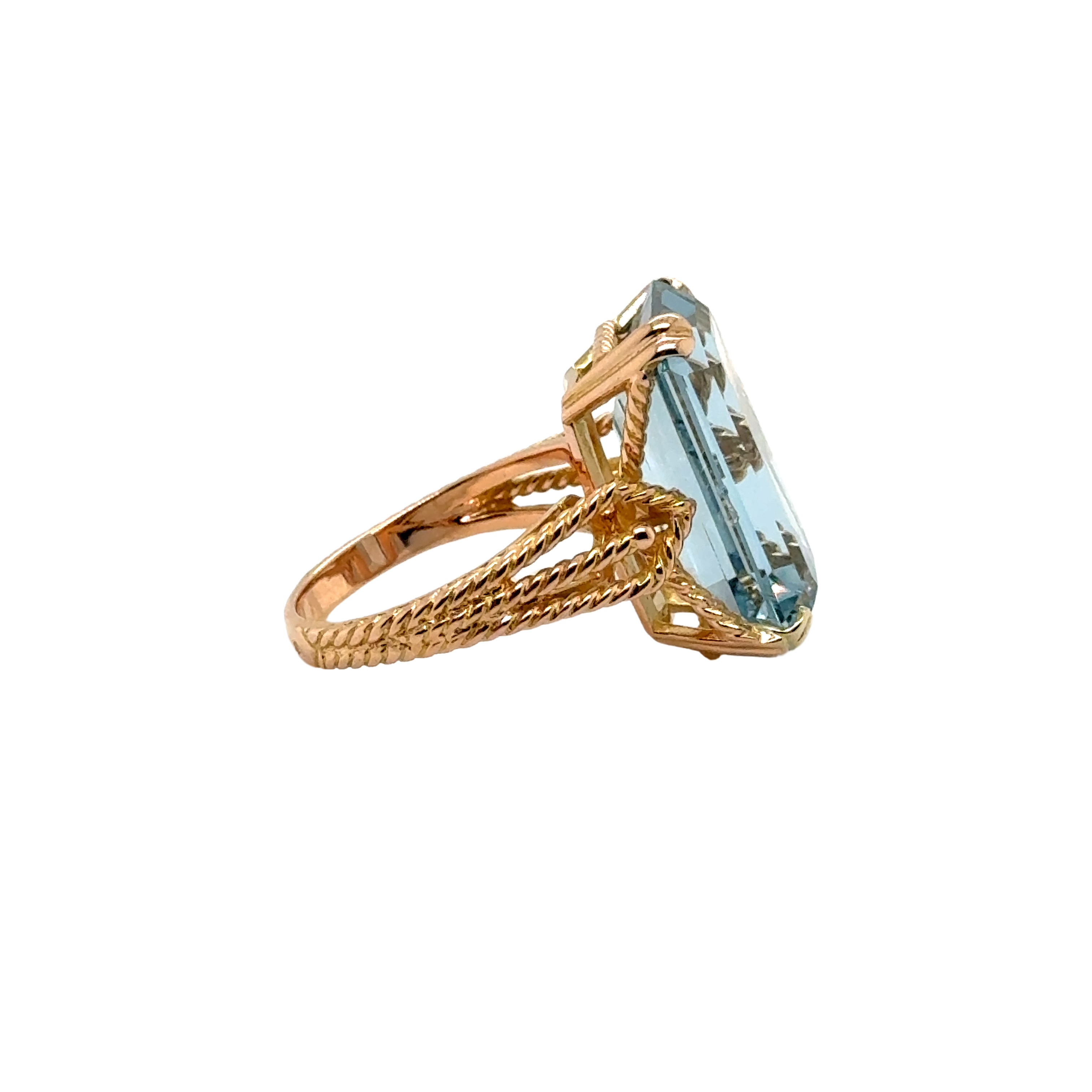 Bague Or jaune et Zyrconium bleu