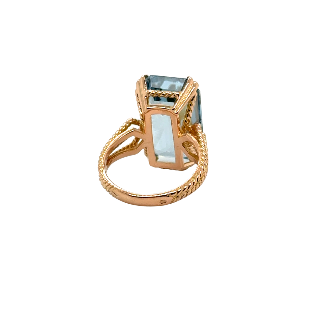 Bague Or jaune et Zyrconium bleu