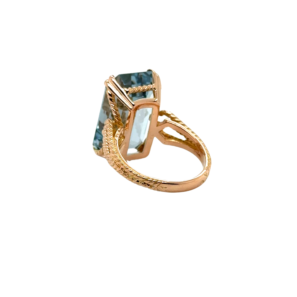 Bague Or jaune et Zyrconium bleu